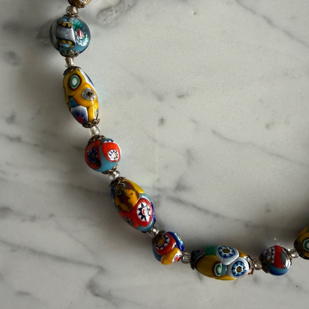 Authentic Murano Millefiori Glass Bead Necklace | Vintage Venetian | Graduated - Picture 9 of 13